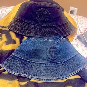 Authentic denim telfar hats black and blue size small/medium